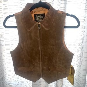 Brand New Authentic Brown Leather Vest